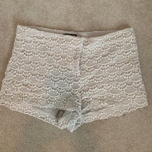 Cream crochet shorts